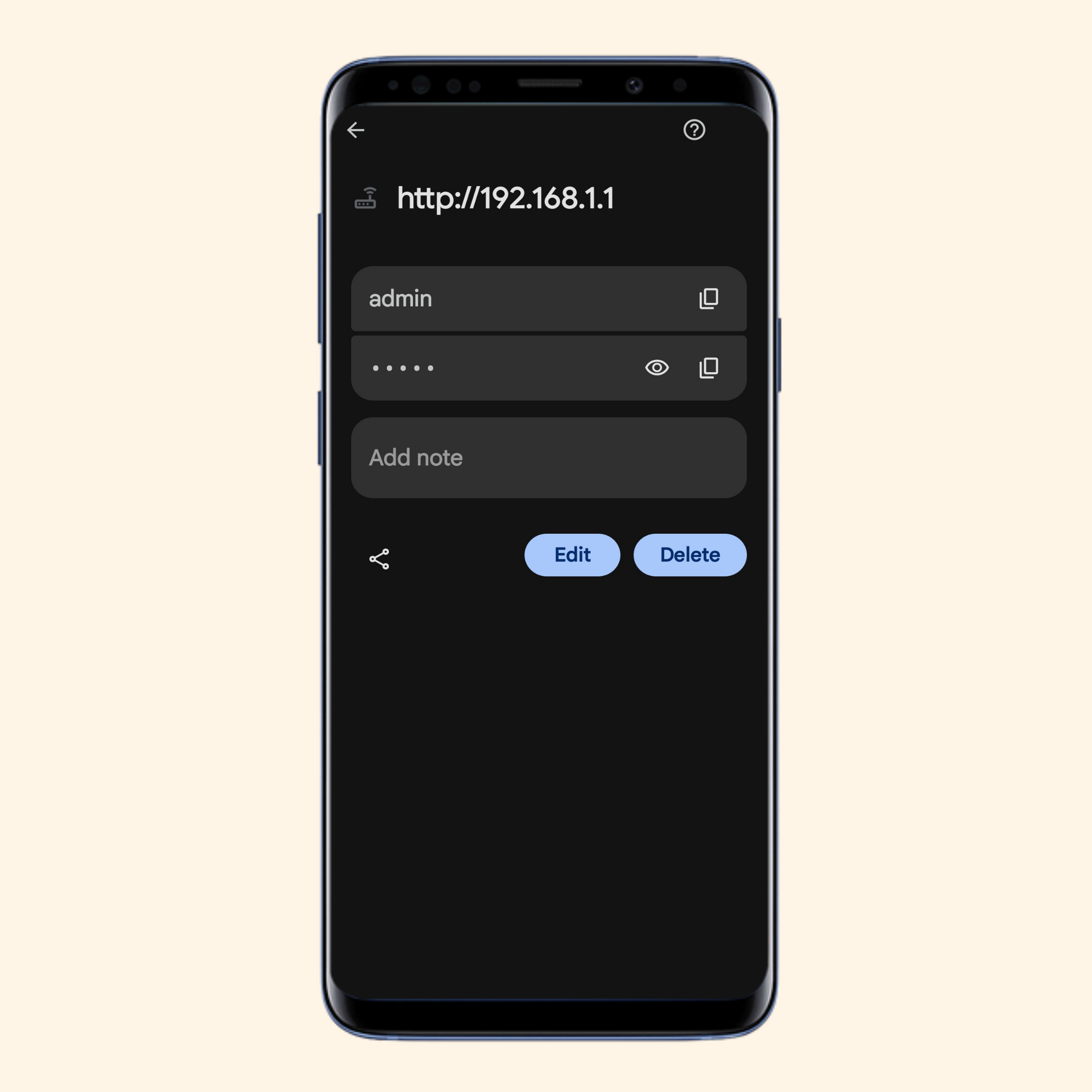 Username and Password for 192.168.1.1 on Google Password Manager