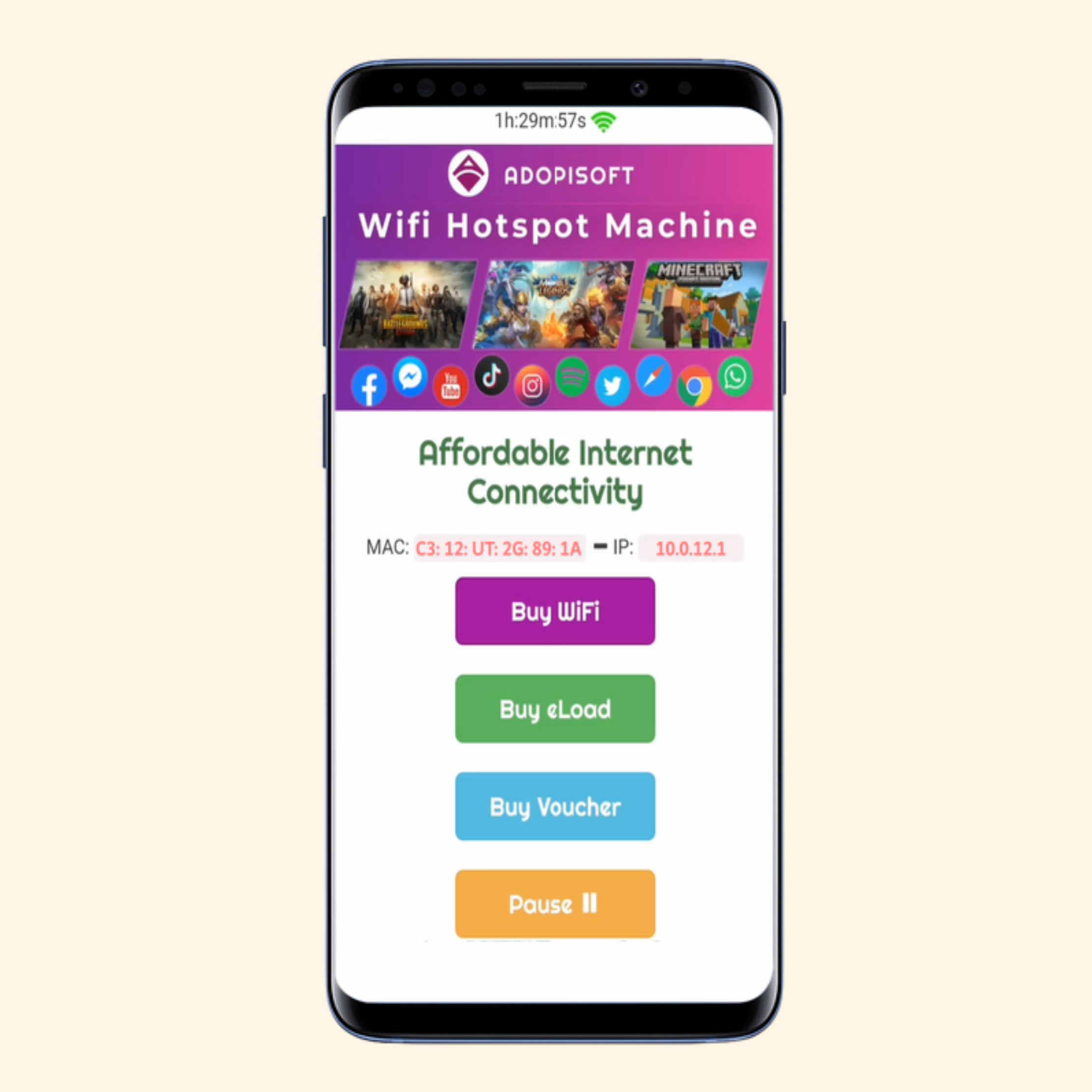 AdoPiSoft WiFi Connected User Menu