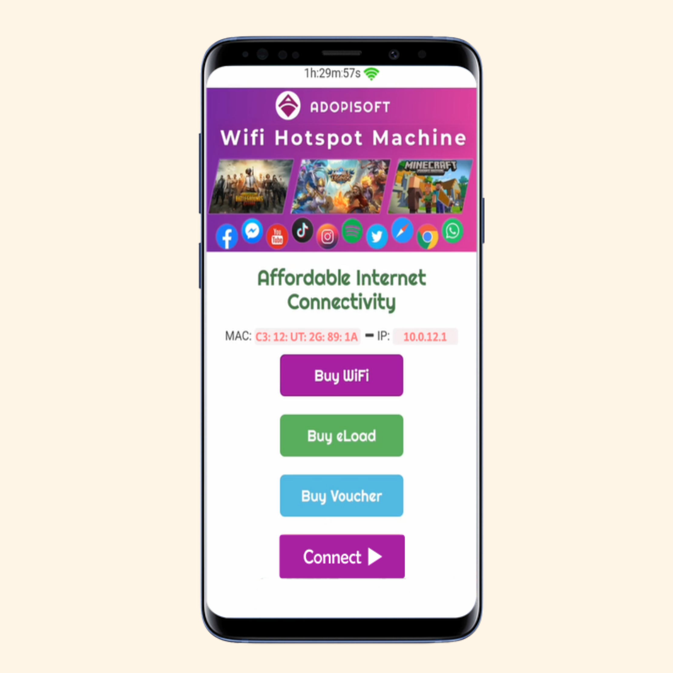 Connect Button on AdoPiSoft