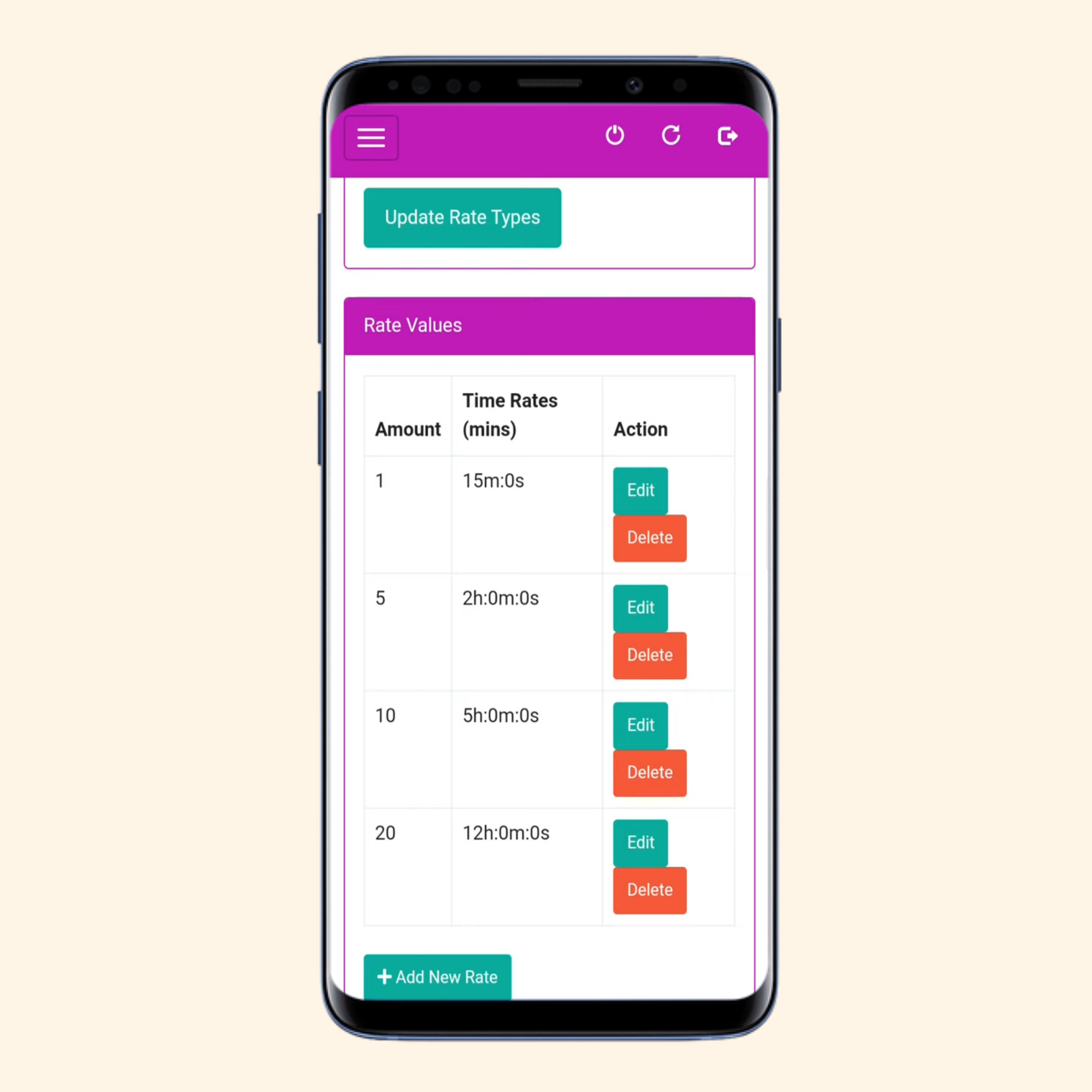 Edit, Delete and Add Time Rates on AdoPiSoft Admin Menu