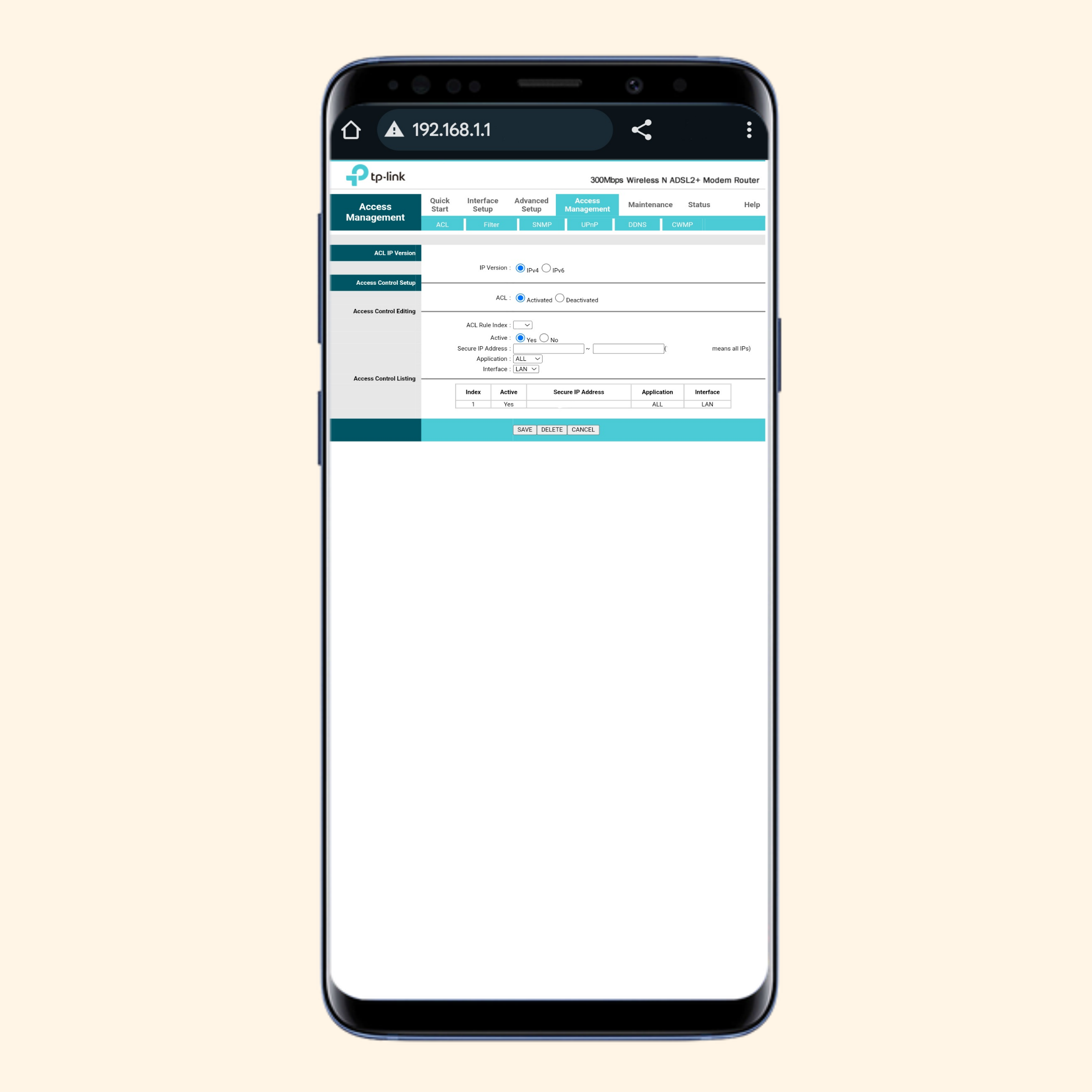Access Management Menu on Router Settings