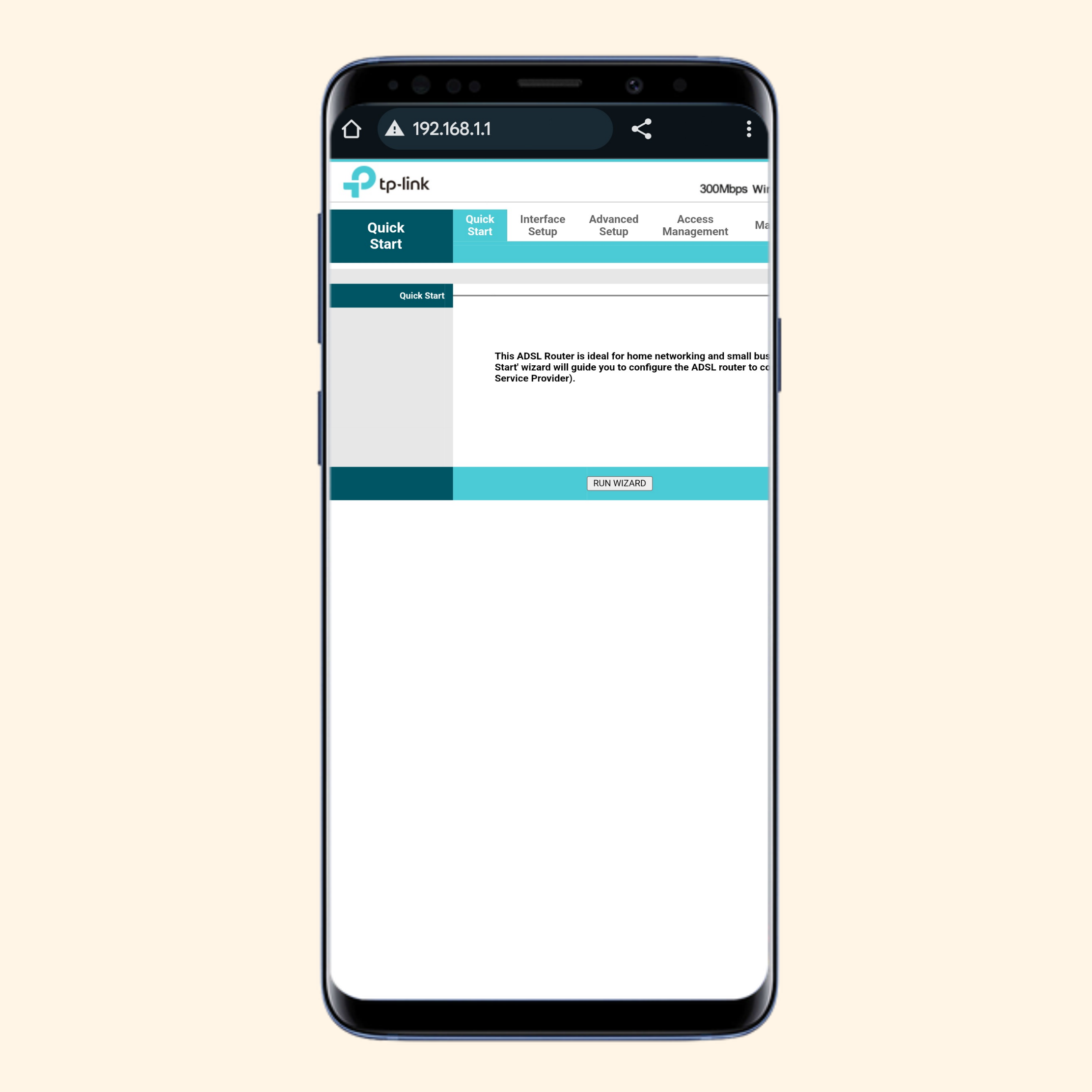 Router Setup Quick Wizard Menu and Button