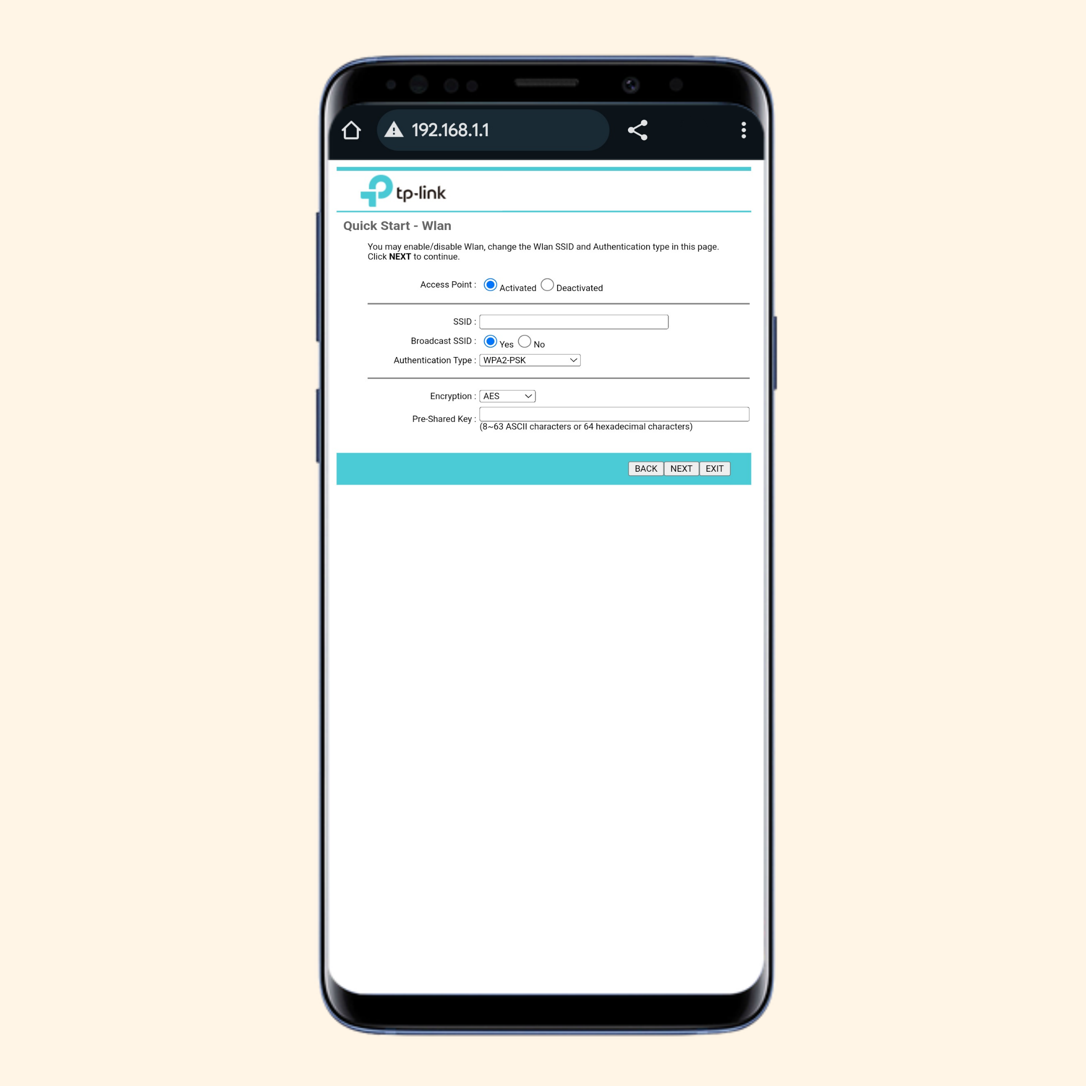 Router Quick Setup WLAN Settings