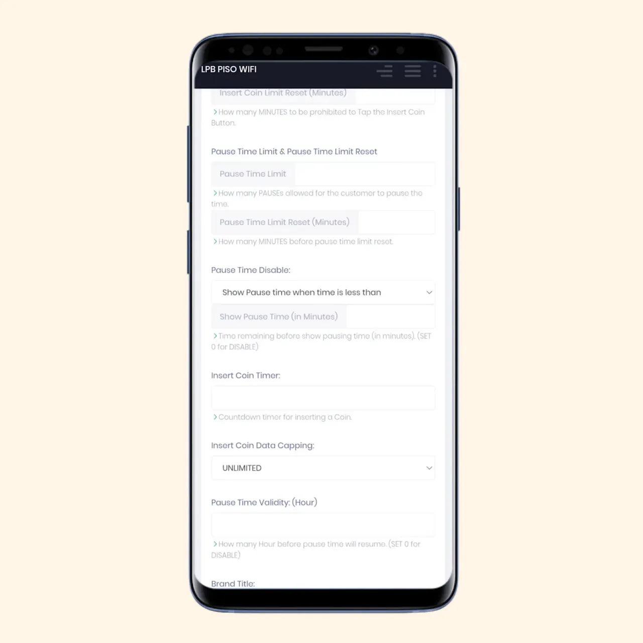 Pause Time Limit, Reset and Disable Settings on Piso WiFi